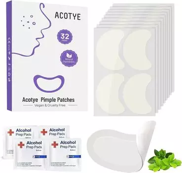 Пластыри от прыщей ACOTYE 32 шт., большие пластыри от прыщей с маслом чайного дерева и салициловой кислотой,