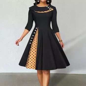 Платье 2024 года, плотное трапециевидное платье с талией, мягкая модная повседневная одежда для девочек в стиле ретро, праздничная уличная одежда S синий