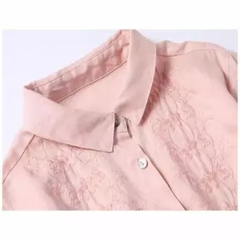 Платье 2025 весна и осень длинное хлопковое и льняное длинное платье льняное платье свободное и тонкое вышитое большое свободное платье M розовый