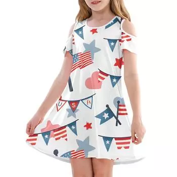 Платье А-силуэта для девочек - летнее повседневное платье без рукавов для малышей 140