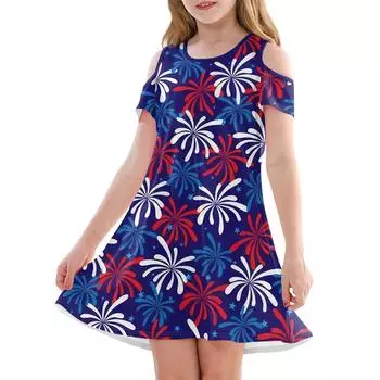 Платье А-силуэта для девочек - летнее повседневное платье без рукавов для малышей 120 синий