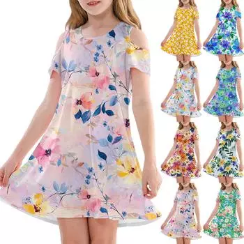 Платье А-силуэта для девочек - летнее повседневное платье без рукавов для малышей 110 синий