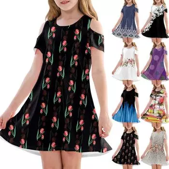 Платье А-силуэта для девочек - летнее повседневное платье без рукавов для малышей 110 чёрный