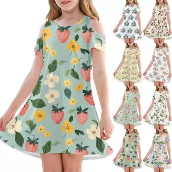 Платье А-силуэта для девочек - летнее повседневное платье без рукавов для малышей 110 бежевый