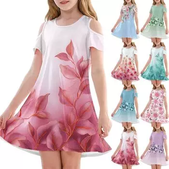 Платье А-силуэта для девочек - летнее повседневное платье без рукавов для малышей 110 синий