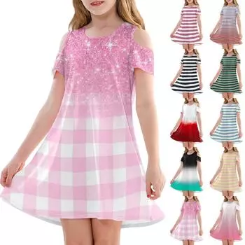 Платье А-силуэта для девочек - летнее повседневное платье без рукавов для малышей 110 армия зеленый