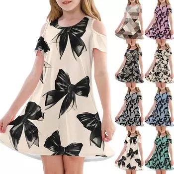 Платье А-силуэта для девочек - летнее повседневное платье без рукавов для малышей 110 бежевый