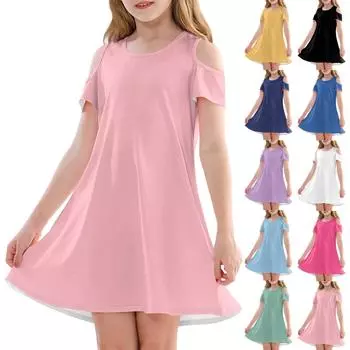 Платье А-силуэта для девочек - летнее повседневное платье без рукавов для малышей 110 чёрный