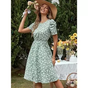 | Платье А-силуэта до колен | Платье миди в стиле вестерн для женщин| Короткое платье