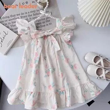 Платье без рукавов для девочек Bear Leader 3-7 лет бежевое платье с цветочным бантом AZ3465 3T