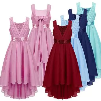 Платье без рукавов для девочек, детское праздничное платье принцессы на свадьбу, вечернее платье подружки невесты, платье для первого причастия 3-4 Years синий