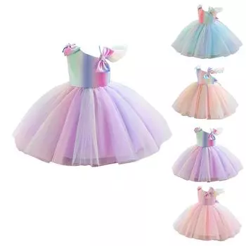 Платье без рукавов на одно плечо для девочек, детское модное платье принцессы 100 светло-фиолетовый