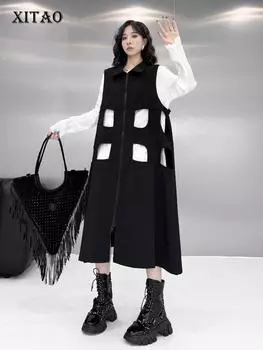 Платье без рукавов с ажурной молнией XITAO ZY8883 One Size чёрный