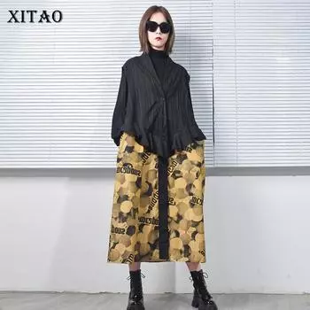 Платье без рукавов с контрастным цветным принтом XITAO DZL5014 One Size