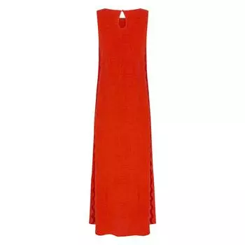 Платье без рукавов с круглым вырезом, однотонной отделкой, кружевом и разрезом, средней длины для женщин XL чёрный