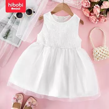 Платье без рукавов с кружевным топом hibobi для маленьких девочек и белой газовой юбкой с крыльями бабочки 18-24 Months белый