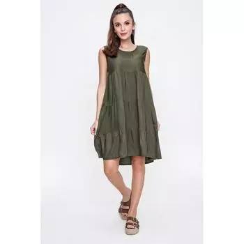 Платье без рукавов с оборками