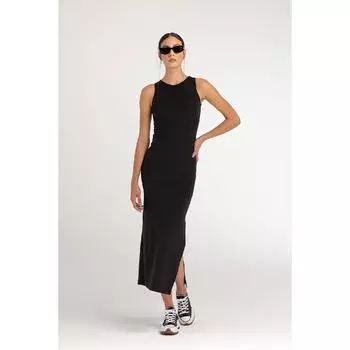 Платье без рукавов с разрезом Soft Touch, черное