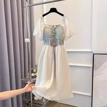 Платье больших размеров, летнее модное платье миди с талией принцессы XL