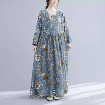 Платье больших размеров, летнее, с цветочным принтом, длинные платья, свободное платье в стиле отпуска для женщин M
