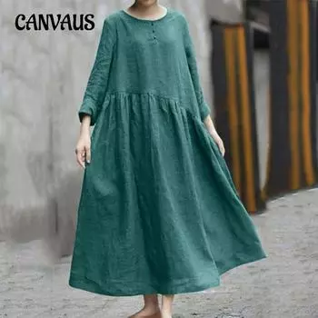 Платье больших размеров, однотонное, нерегулярное, в стиле пэчворк, с круглым вырезом, карманом, длинным рукавом, длинное платье с подолом S красный