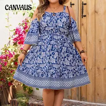 Платье больших размеров, свободные длинные женские платья с принтом в богемном стиле, без бретелек, без бретелек 1XL синий