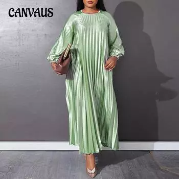 Платье больших размеров, женские летние модные свободные повседневные плиссированные платья под давлением