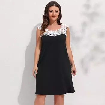 Платье Большое белое кружевное платье-комбинация L/XL чёрный