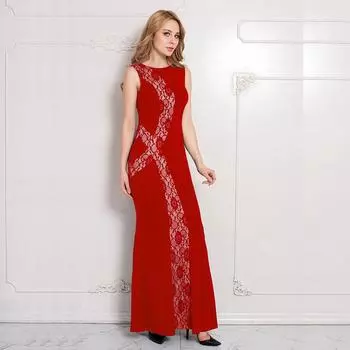 Платье большого размера с красным кружевом и вставками, темпераментное, облегающее, приветственное платье XL