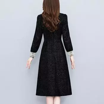 Платье большого размера средней длины, зимняя новая облегающая простая базовая юбка L чёрный