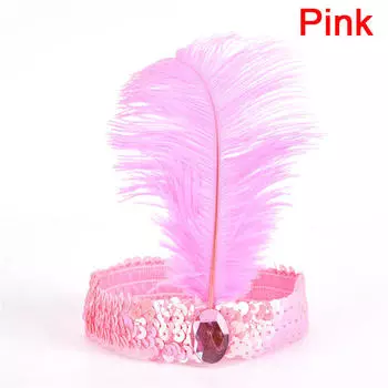 Платье Чарльстон с перьями и блестками, женский однотонный многоцветный ободок для волос чёрный