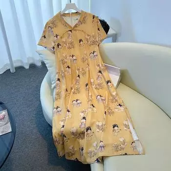 Платье-чонсам для женщин больших размеров, винтажное, летнее, длинное, нового стиля 2XL