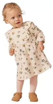 Платье Chubik с длинными рукавами A0BKL молочного цвета 24 месяца 86 см [Petit Bateau] Белый/Мульти