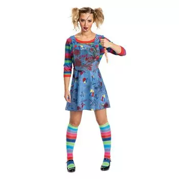 Платье Disguise Fantasia feminina de luxo Chucky Conforme CC19909, модрадо.,