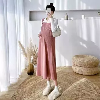 Платье для беременных женщин, платье больших размеров, длинное платье для беременных, комплект из двух предметов M