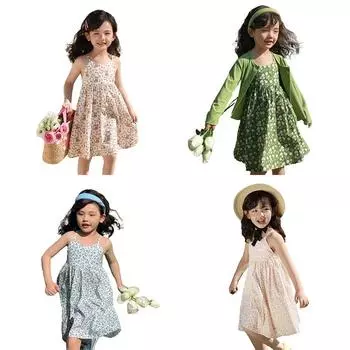 Платье для девочек 1–7 лет, детское платье с цветочным принтом, летнее свободное платье принцессы без рукавов 130
