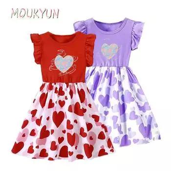 Платье для девочек 2 цвета 100-130 мультфильм сращивание вечерние платья принцессы одежда на день рождения 100 красный