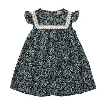 Платье для девочек 3-10 лет, летнее платье трапециевидной формы без рукавов с цветочным принтом для маленьких девочек, праздничное платье для маленьких девочек S