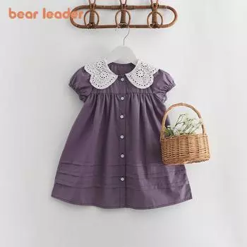 Платье для девочек Bear Leader 3-7 лет, однобортное платье с кукольным воротником AW0143 3T фиолетовый