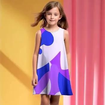 Платье для девочек Без рукавов 3D Синий Графический принт Лето Весна Повседневные Милый Повседневный Милый Дети Платье трапециевидной формы Платье-майка Платье для сна Спокойной ночи 80 розовый