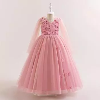 Платье для девочек-цветочниц на свадебную вечеринку, длинное праздничное платье для принцессы, детские платья для девочек, вечернее платье 4Y белый