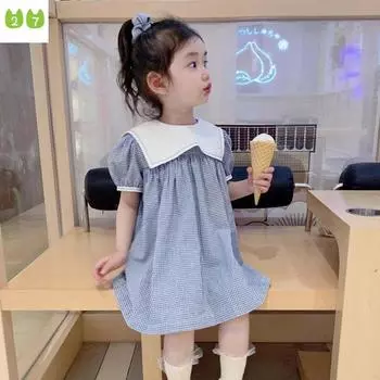 Платье для девочек, детское платье принцессы в консервативном стиле, юбка с матросским воротником 90cm