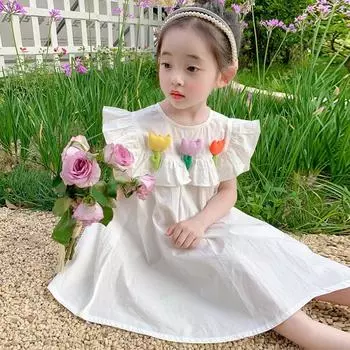 Платье для девочек, детское платье, темпераментное летнее платье принцессы 100