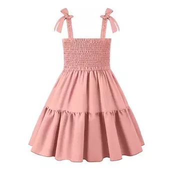 Платье для девочек Детское платье-комбинация Однотонное детское платье без рукавов 12-13Y белый