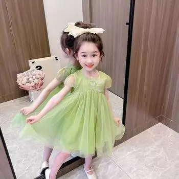 Платье для девочек, детское сетчатое пышное платье, летнее экзотическое платье феи 100