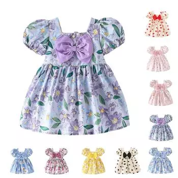 Платье для девочек и детей с короткими рукавами, квадратным воротником, принтом «Любовь» и бантом 100 чёрный