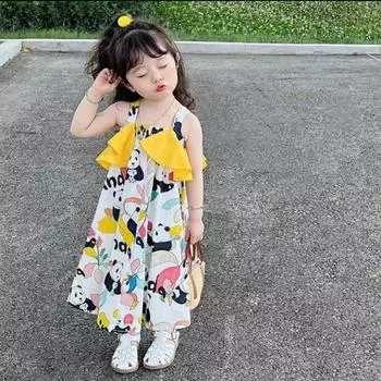 Платье для девочек Юбка принцессы для маленьких девочек Юбка на подтяжках с героями мультфильмов 130