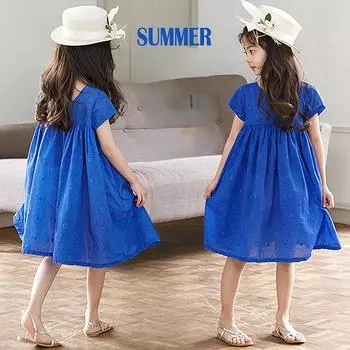 Платье для девочек, летнее платье принцессы с короткими рукавами, 2023, детское кукольное платье 110cm
