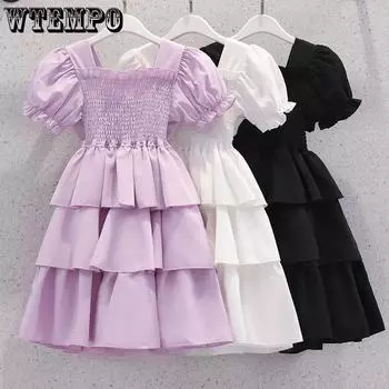 Платье для девочек, летнее платье, детское платье с открытой спиной для маленьких девочек, платье принцессы Помпадур 110 белый