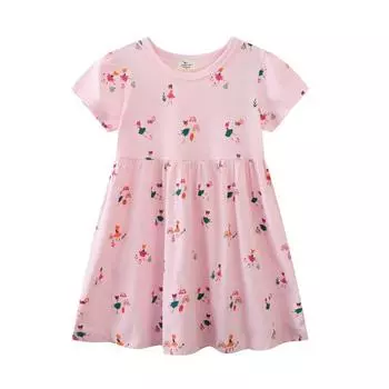 Платье для девочек, новая летняя трикотажная юбка с короткими рукавами для девочек 90cm